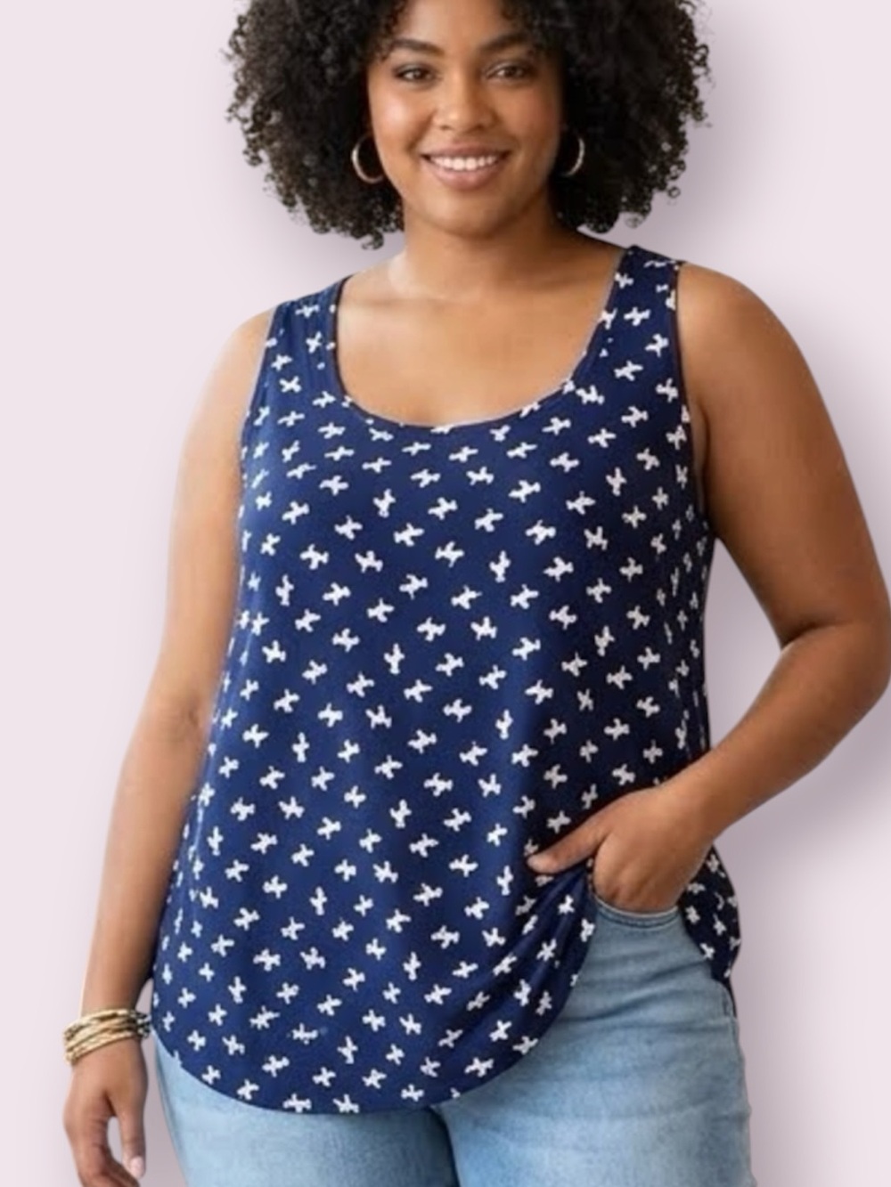 Torrid Scottie Dog Print Tunic Tank Top Blue & White Sleeveless Large 12